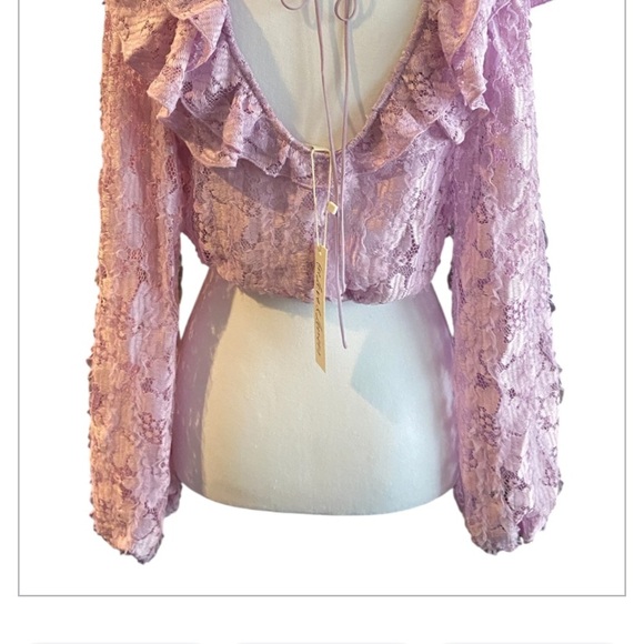 FOR LOVE & LEMONS Tatiana Blouse in Purple Size Small - Picture 3 of 11